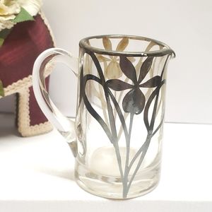 Vintage Heisey Silver Flower Crystal Creamer